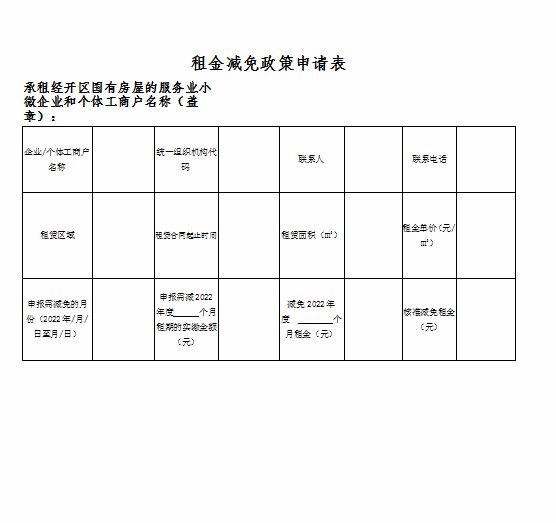 關(guān)于2022年承租經(jīng)開區(qū)國有房屋的減租政策實施細則的通知