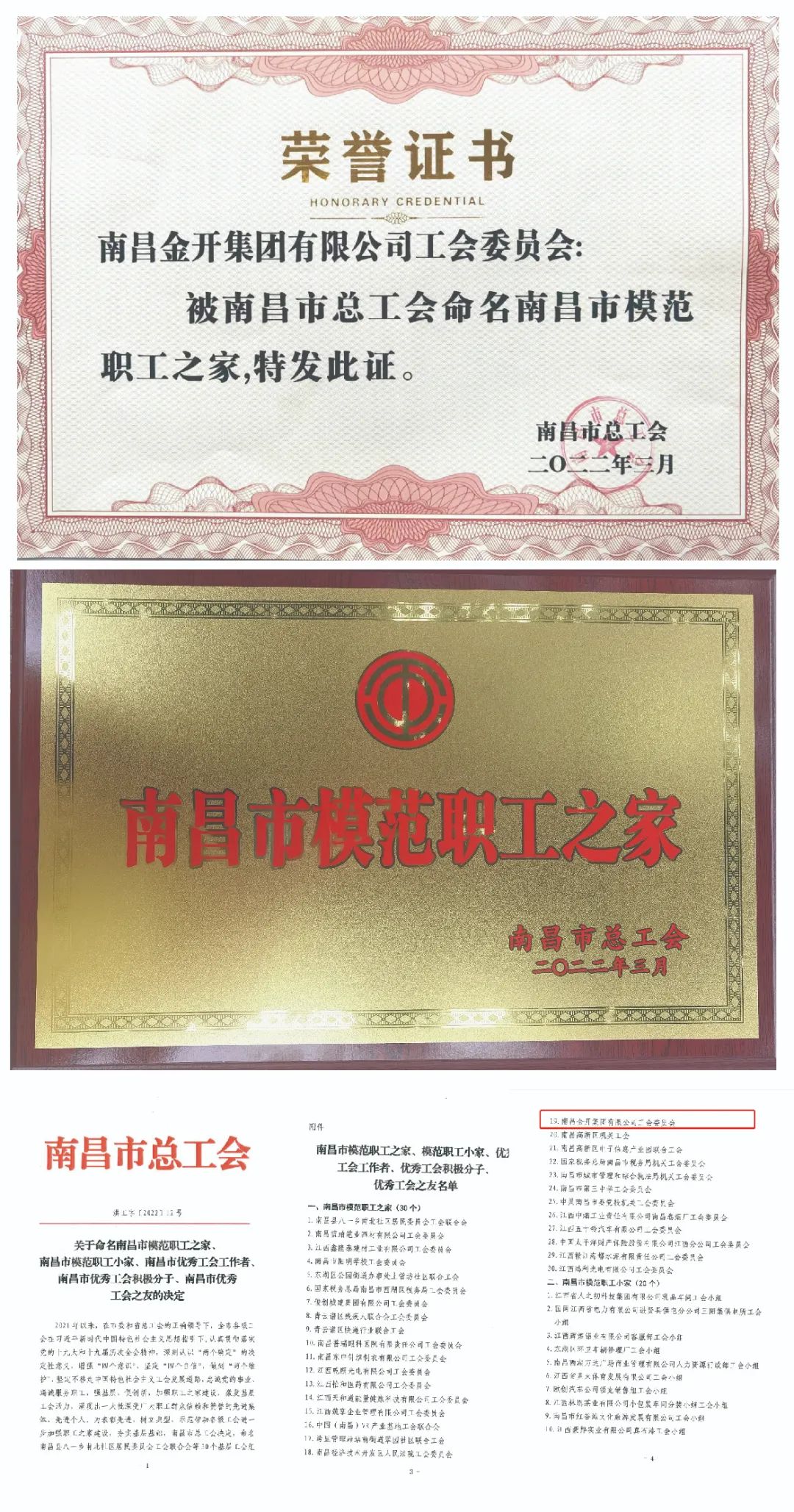 喜報！集團(tuán)工會榮獲全市&ldquo;模范職工之家